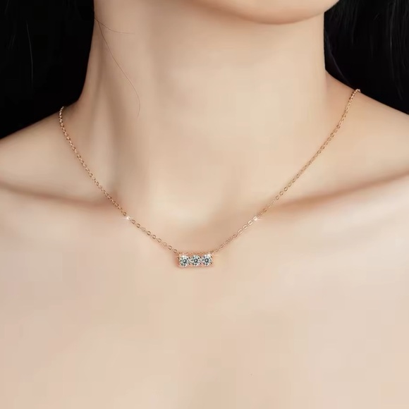 Certificated Moissanite Diamond Necklace Original 925Sterling Silver&Gold Plated - Picture 6 of 9